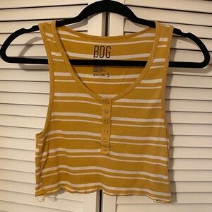 BDG Mustard and White Striped Tank Top